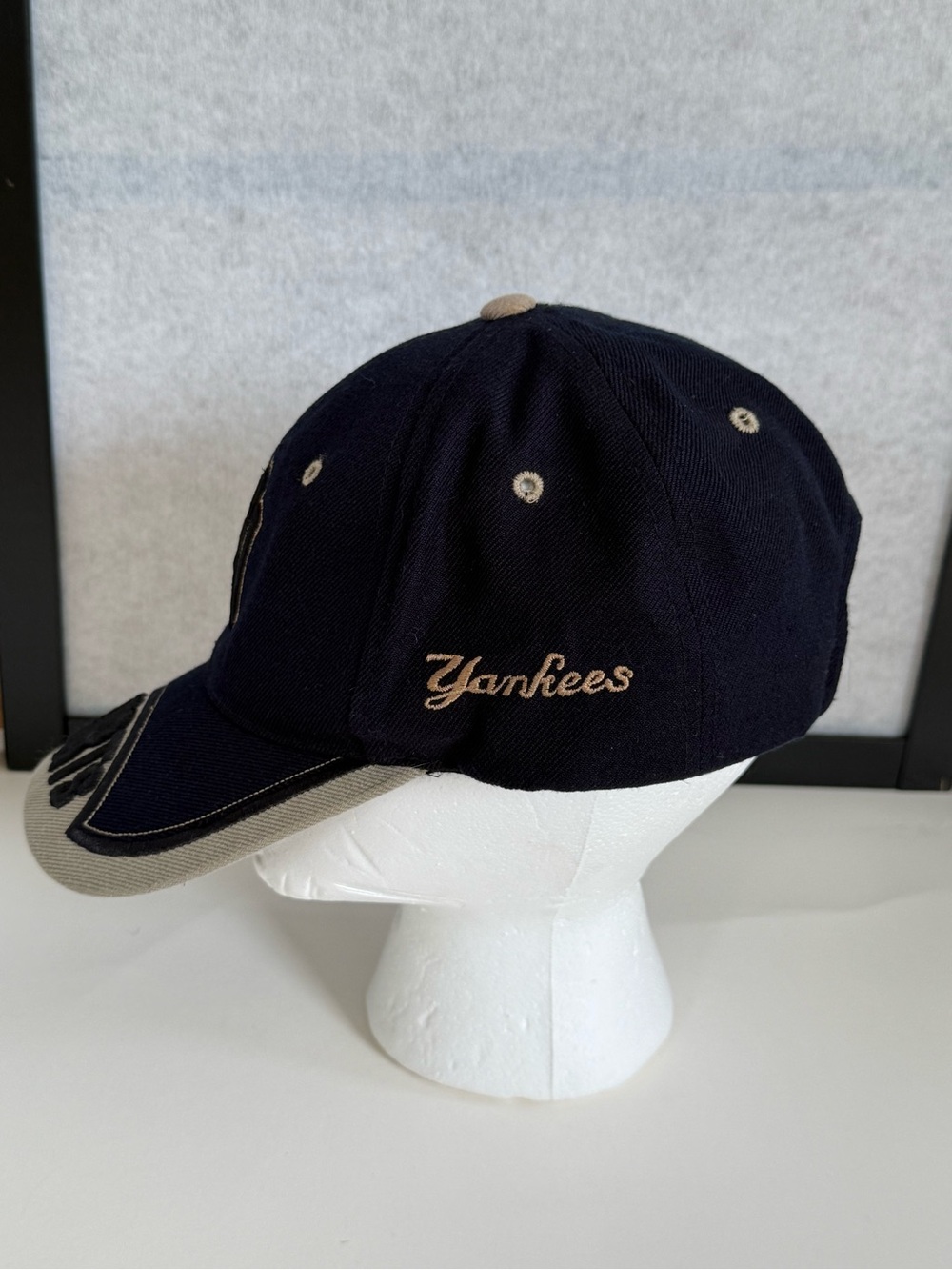 Vintage New York Yankees Hat Cap Adjustable Velcro T.R.X Sports Korea Wool Blend - Picture 2 of 9